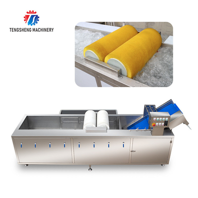 250KG Large vegetable cleaning machine multi-functional stainless steel fruit and vegetable bubble brush cleaning
