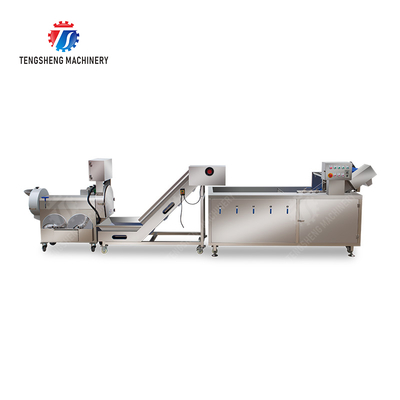 Fruit and vegetable cutting, hoisting and washing production line