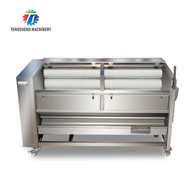 Industrial 1500KG/H Potato Washing And Peeling Machine Vegetable Brush Roller Cleaning Equipment