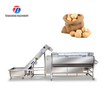 SS Fruit Vegetable Washing Machine Pre - Foaming Lifting Hair Roller Cleaning Production Line