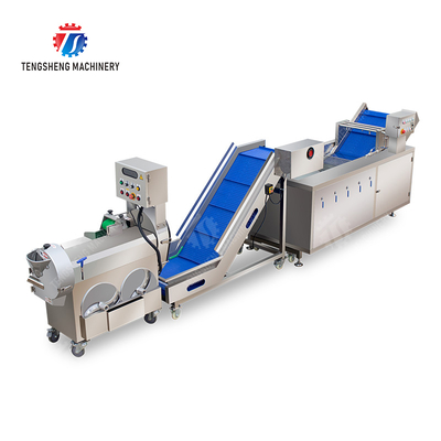 Fruit and vegetable cutting, hoisting and washing production line
