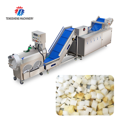 Fruit and vegetable cutting, hoisting and washing production line