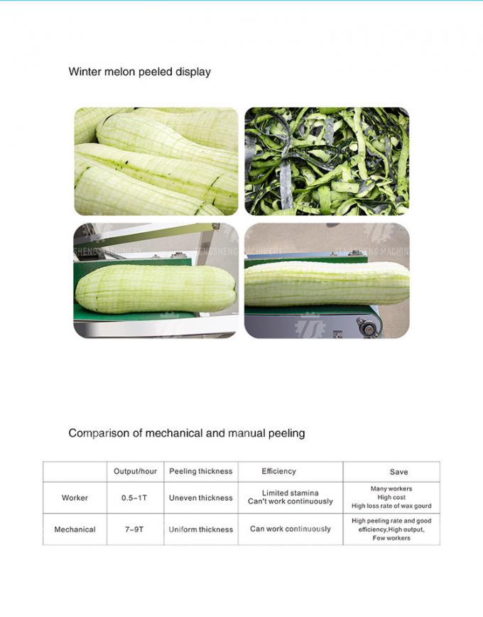 350KG 2.2KW Winter Melon Wax Gourd Vegetable Peeling Machine Horizontal